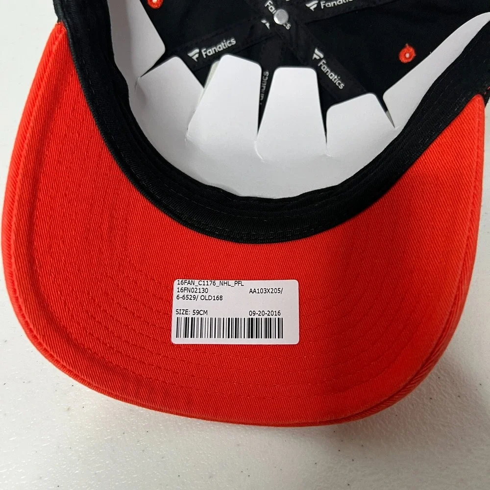 Fanatics Mens Black Orange Philadelphia Flyers Hockey NHL‎ Adjustable Hat Size L - Picture 8 of 8